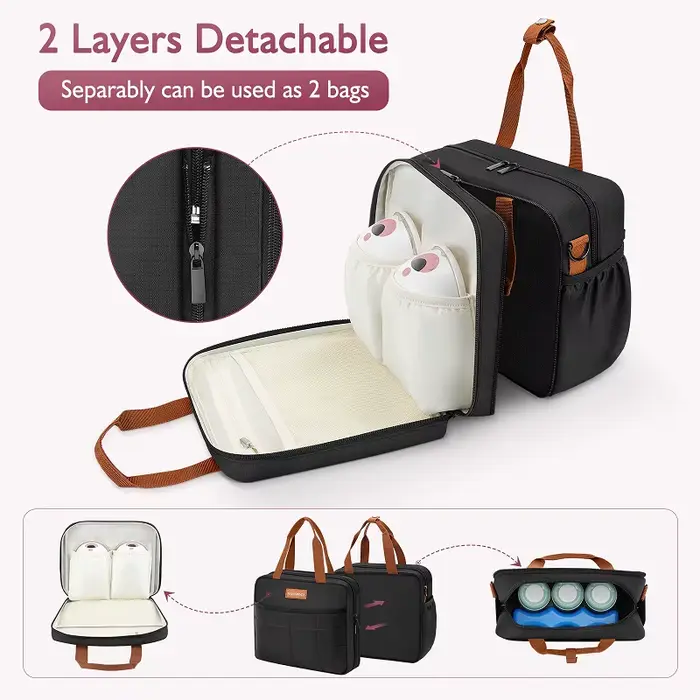 Sac de tire-lait détachable avec sac de glace, sac de voyage Portable à Double couche pour refroidis