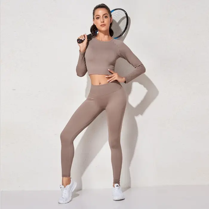 Ensemble de yoga sans couture pour femmes, vêtements d'entraînement sportif, vêtements de sport, leg