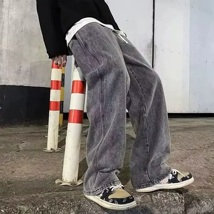 Jean ample pour hommes, Streetwear, Style coréen, mode, ample, droit, jambes larges, vêtements de ma