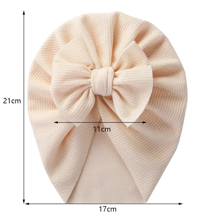 Turban côtelé texturé solide pour bébé, chapeaux avec nœud supérieur, pour nouveau-né, garçon et fil