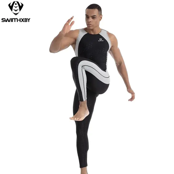 Maillot de bain de compétition sans manches pour hommes, Durable, imperméable, une pièce, pour cours