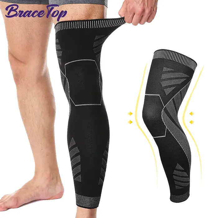 Manchon de Compression de jambe complète, 1 pièce, genouillère de soutien, protecteur pour haltéroph
