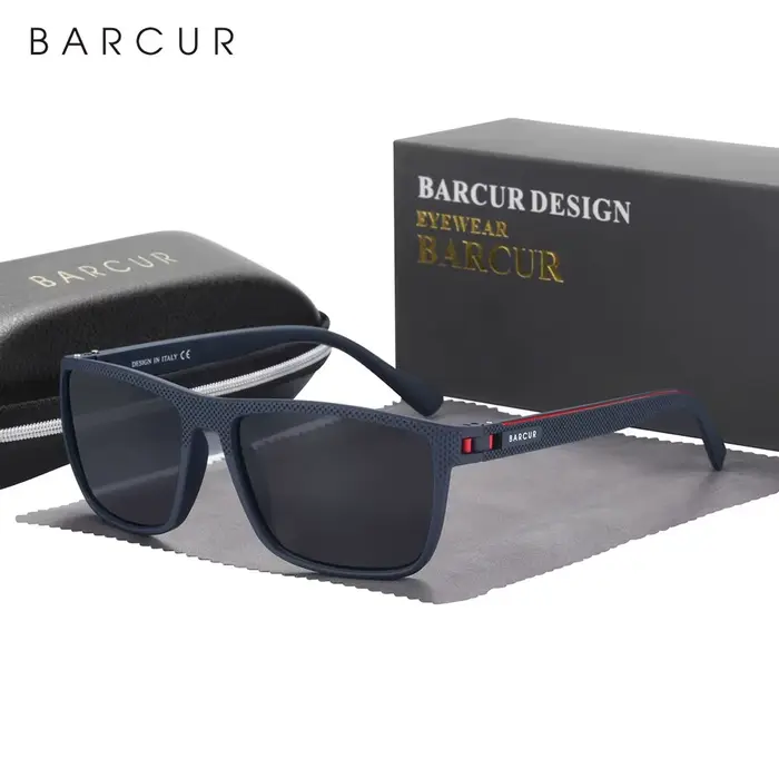 BARCUR Design-Lunettes de soleil polarisées TR90 pour homme et femme, accessoire de sport léger, pro