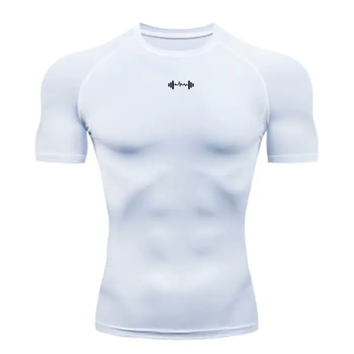 T-shirt de compression pour homme à manches courtes, absorbant, pour le sport, la gym, le fitness, l