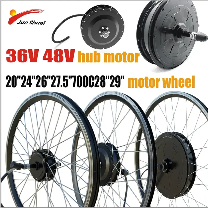 Moteur de moyeu de vélo électrique 36V 48V 250W 350W 500W 1500W 2000W 20 24 26 27.5 28 29 pouces 700C roue avant arrière pour cyclistes performances randonnées offrir cadeau