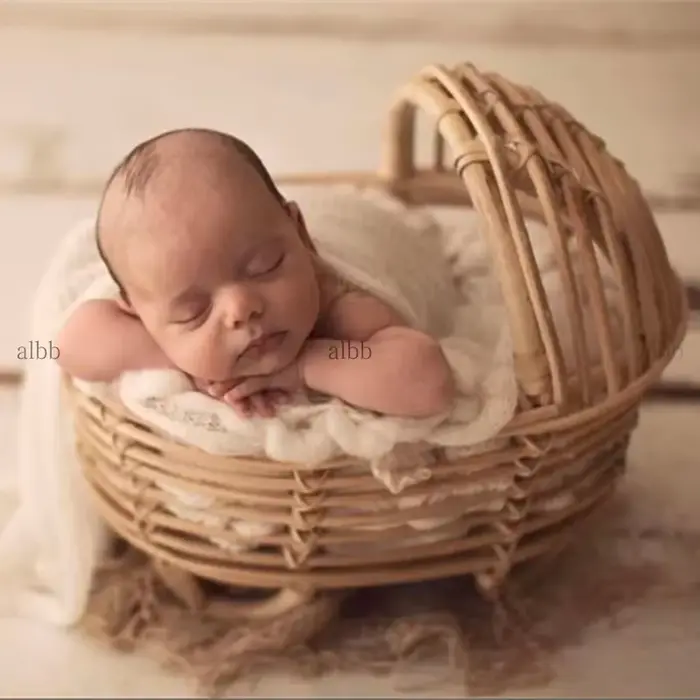 Accessoires de photographie pour nouveau-nés, chaise en bambou Vintage faite à la main, lit pour béb