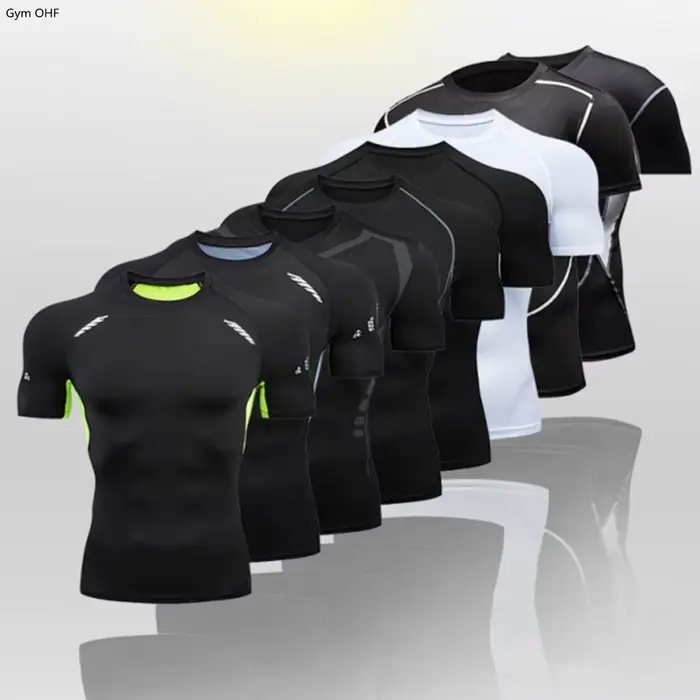 T-shirt rashguard compression homme - Haut sportif séchage rapide pour musculation et boxe