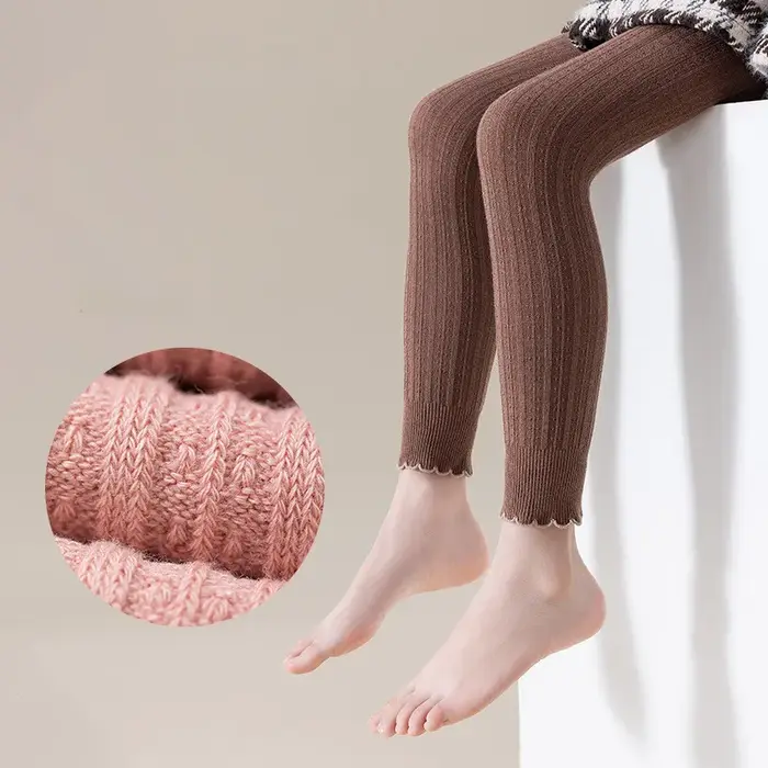 Leggings moulants extensibles en coton pour bébés filles de 0 à 12 ans, pantalons côtelés à volants 