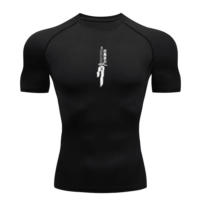 T-shirt compression homme anime graphique - Haut sportif séchage rapide protection éruptions