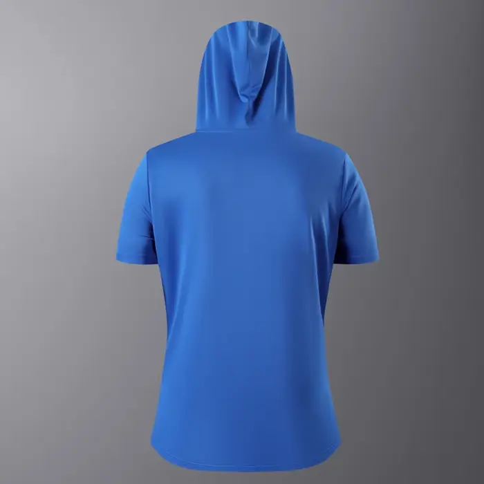 Nouveau T-shirt à capuche d'été pour homme, à manches courtes, coupe ample, couleur unie, léger, res