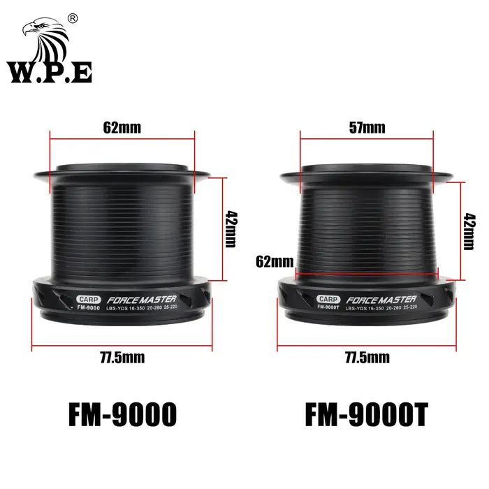 W.P.E-Moulinet de pêche à la carpe FM9000, 9 + 1 roulements à billes, rapport d'engrenage 4.4:1, bob