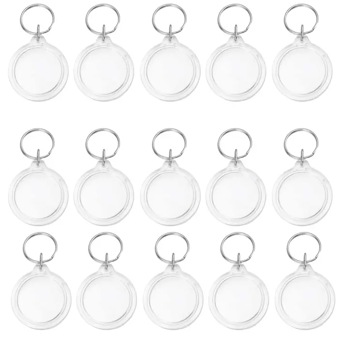 30 pièces cercle acrylique cadre Photo porte-clés Snap-In personnalisé insérer Photo acrylique Photo