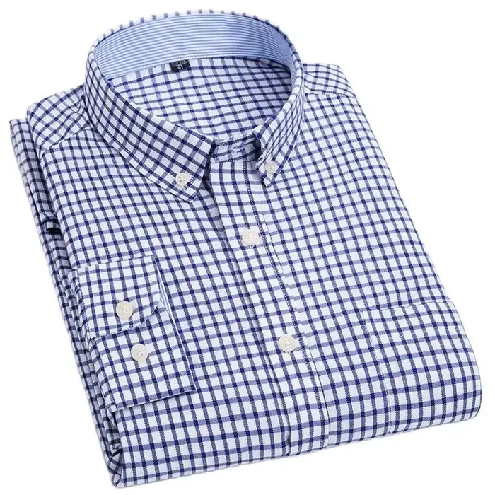 Chemise à manches longues pour hommes, sans repassage, Oxford, filature, slim, décontractée, confort