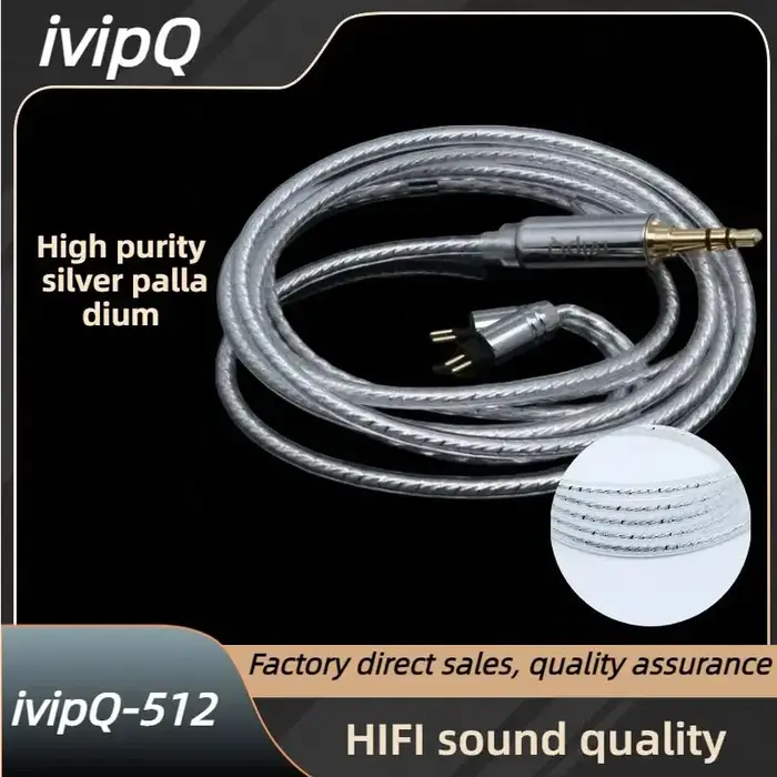 Câble de mise à niveau pour écouteurs en argent palladium de haute pureté ivipQ-512, avec/3.5/4.4/QD