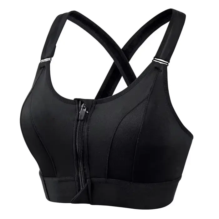 Femmes sport soutiens-gorge collants haut court Yoga gilet avant fermeture éclair grande taille sang