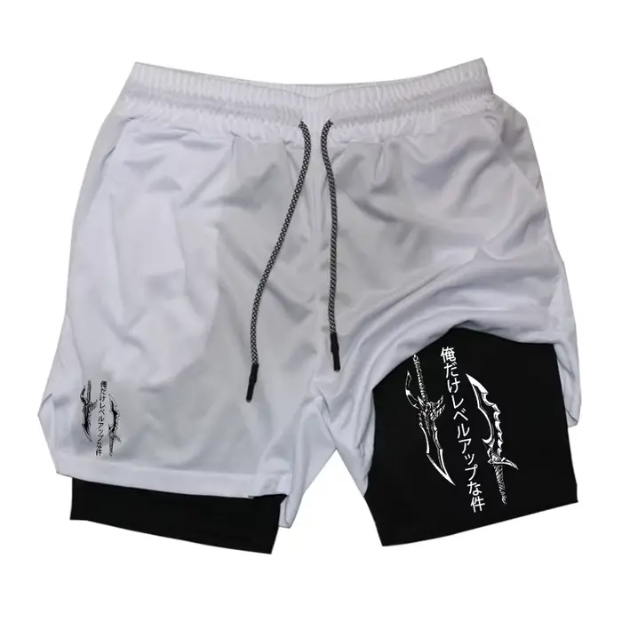 Short d'entraînement de course imprimé 2 en 1 pour hommes, short de Compression de Performance de gy