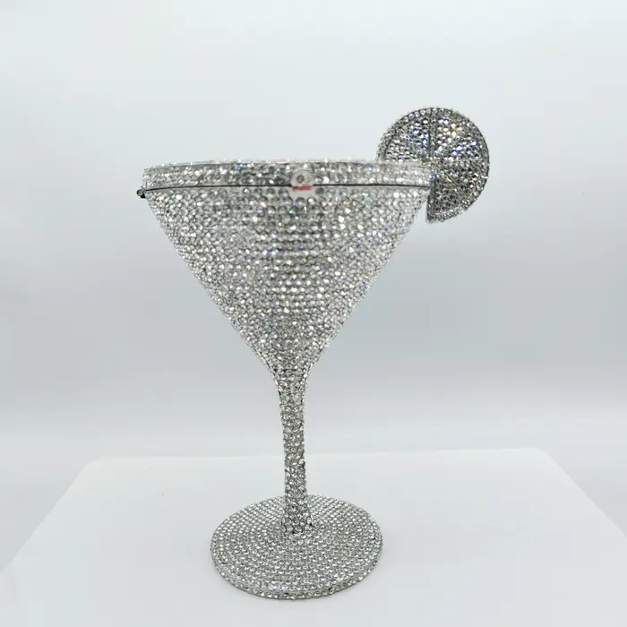 Haute qualité forme de gobelet luxe Martini Cocktail cristal clouté sac de dîner diamant pochette st