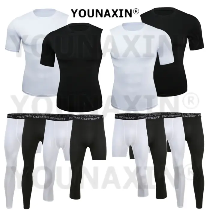 Leggings courts hommes et T-shirts manches un bras - Sport fitness basket yoga course à pied tailles S à 3XL