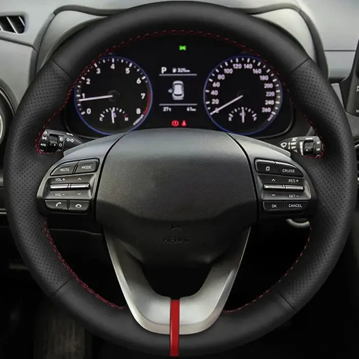 Juste de volant en similicuir noir pour Hyundai Veloster, accessoires de voiture bricolage, 2019-202