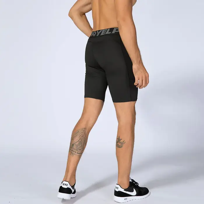 Short de compression homme course poche séchage rapide entraînement fitness sport