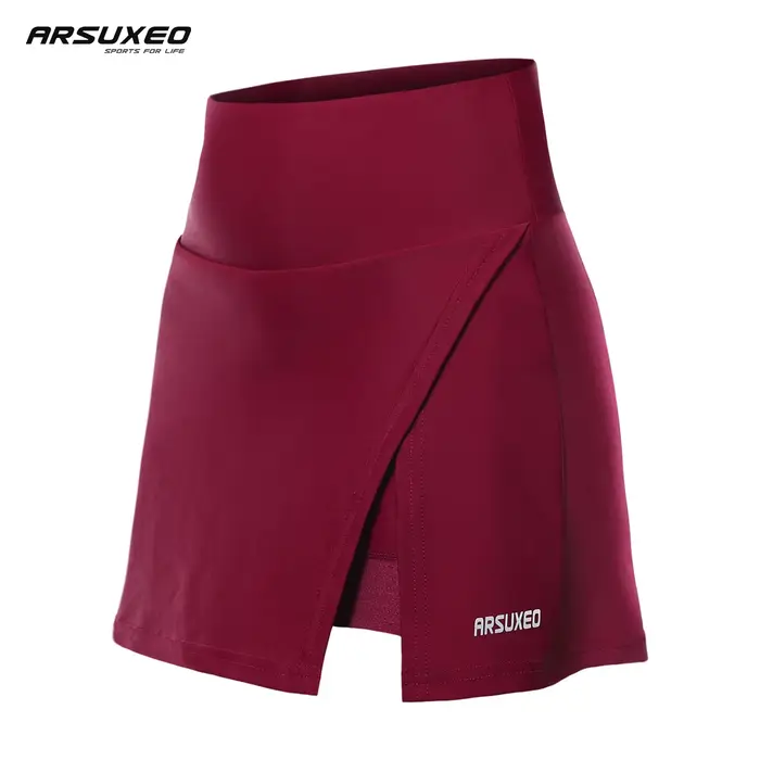 ARSUXEO-Short de cyclisme décontracté avec poches rembourrées pour femme, jupe-culotte pour le tenni