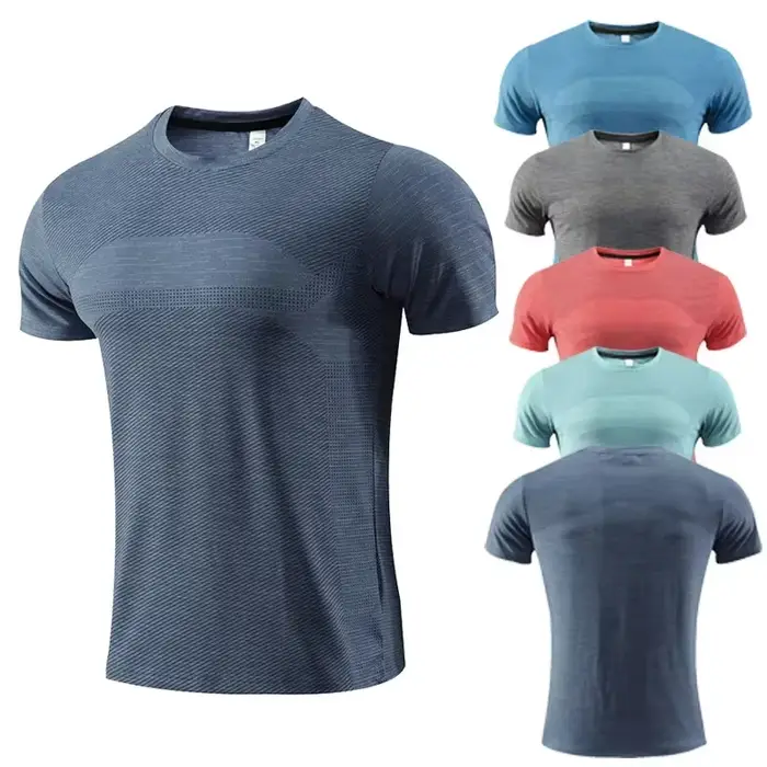 T-shirt de sport multicolore à manches courtes pour homme, maillot de gym, chemise de fitness, t-shi