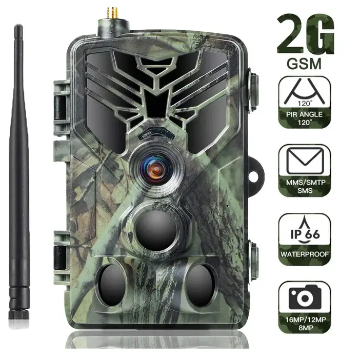 Caméras de chasse sans fil 2G SMS MMS SMTP 20MP 1080P avec détection de mouvement 120°, vision noctu
