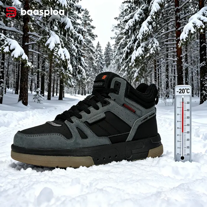 Chaussures d'hiver Baasploa pour hommes - Bottines épaisses imperméables et antidérapantes pour marche