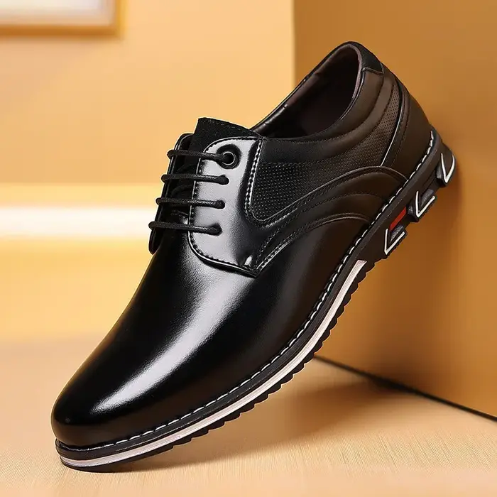 Chaussures à bande élastique en cuir pour hommes, souples et plates, baskets décontractées, style moderne et élégance pour hommes d'affaires et loisirs