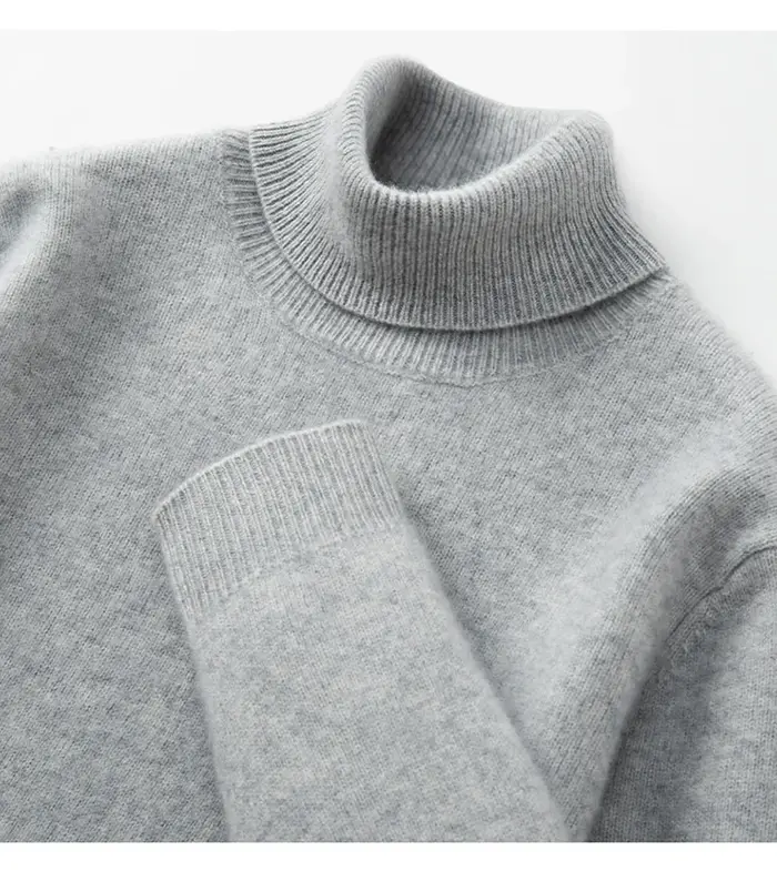 Pull à col roulé pour hommes, Double épaisseur, 100% cachemire, pull à manches longues pour loisirs 