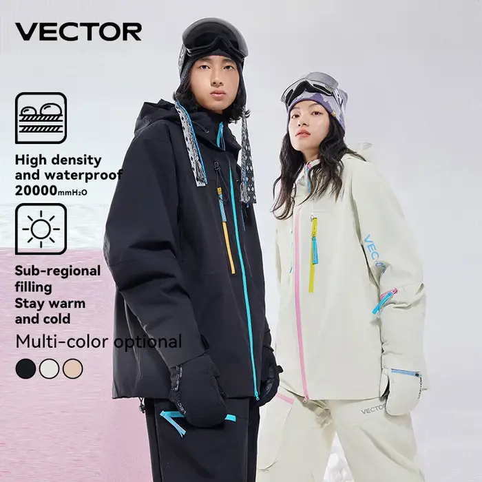 VECTOR-Haut de ski en coton pour hommes et femmes, imperméable et durable, chaud 506, double planche