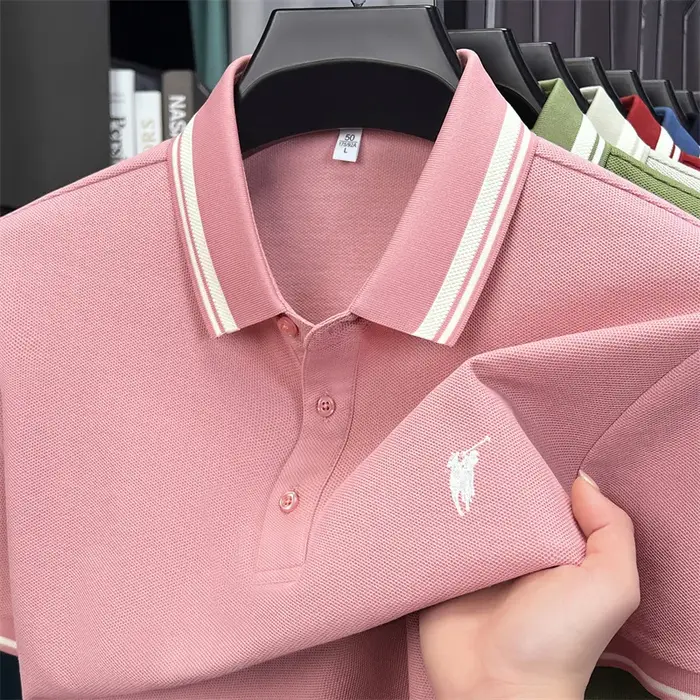 Polo à manches courtes 100% coton marque haut de gamme Paul Pony broderie rayures Été luxe respirant