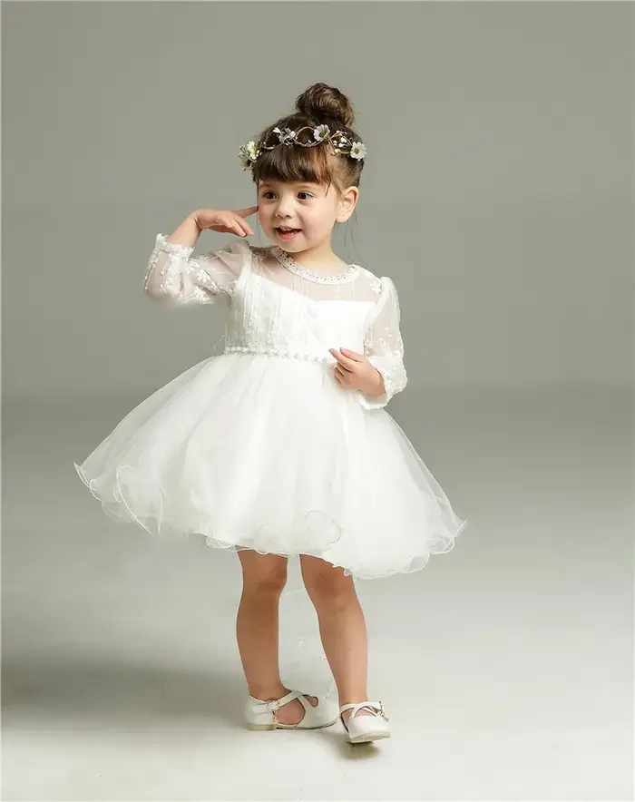 Robe à manches longues pour bébés filles, robe de fête d'anniversaire pour tout-petits, robe de mari