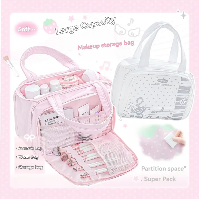 1PC Trousse de maquillage, sac de rangement pour salle de bain, sac de voyage portable à main