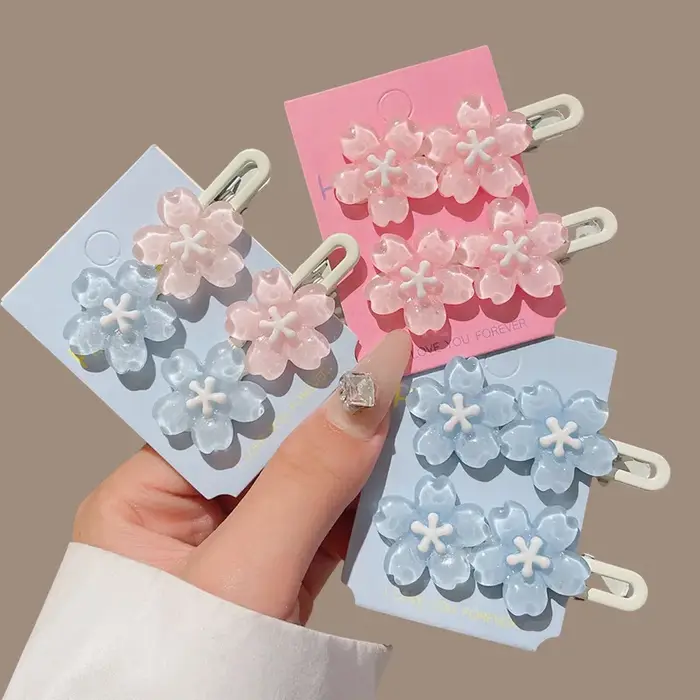 2 pièces Anime carte Captor Sakura mignon rose fleur crémeuse Bb épingle à cheveux côté pince à chev