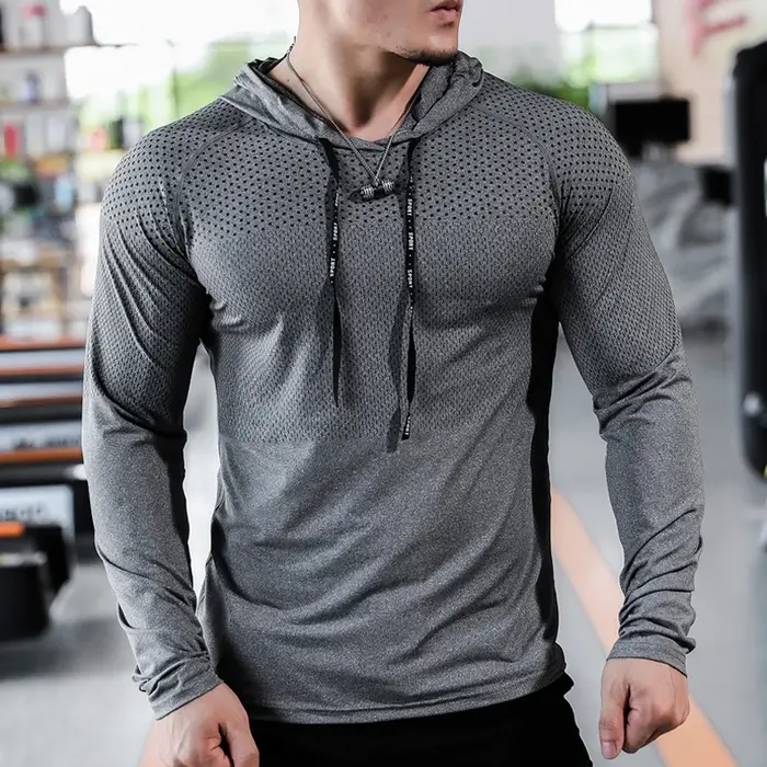 Survêtement de Fitness pour hommes, sweat à capuche de Sport, jogging de gymnastique, chemises d'ent