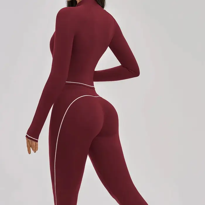 Ensemble deux pièces Ningyu pour femmes, veste de sport coupe-vent haut de gamme à col montant, legg
