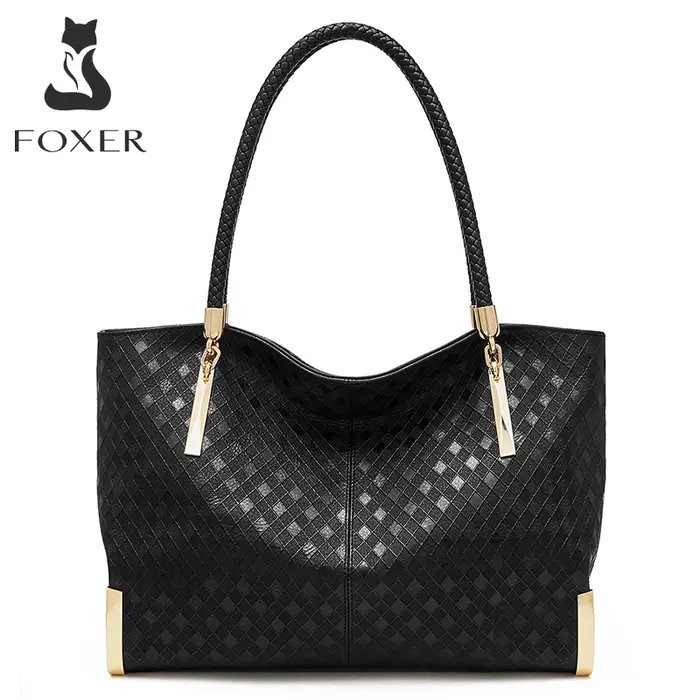 FOXER Sac à main en cuir véritable pour femme, design élégant et luxueux, sac à bandoulière pour fem
