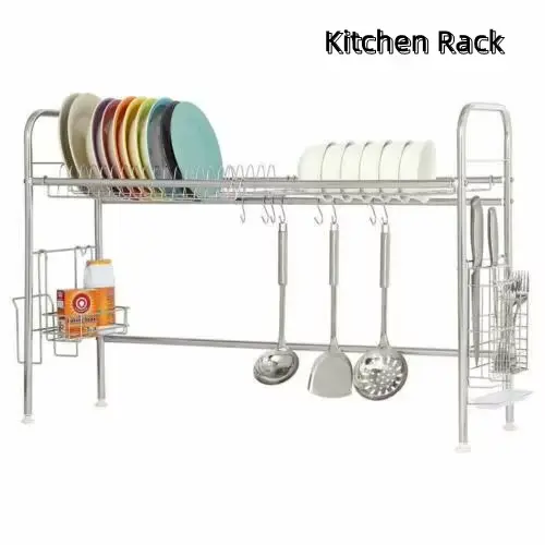 Vaccage de vaisselle à 2 niveaux en acier inoxydable T1, support d'ustensiles pour comptoir