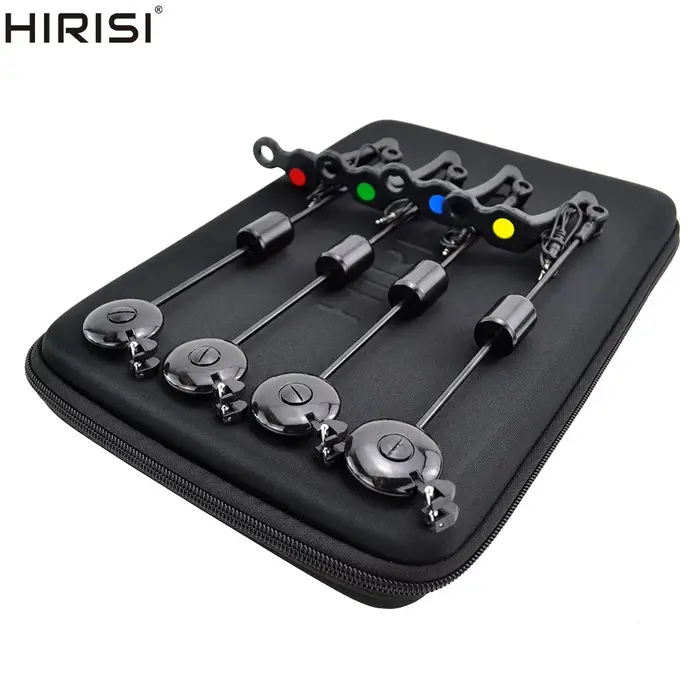 Hirisi LED Pêche À La Carpe Swingers Drop Off Indicateur 4 Couleur Dans Zipped Case Carpe Équipement
