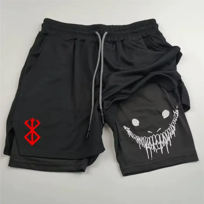 Anime Berserk short de course hommes Fitness gymnastique entraînement 2 en 1 short de sport séchage 