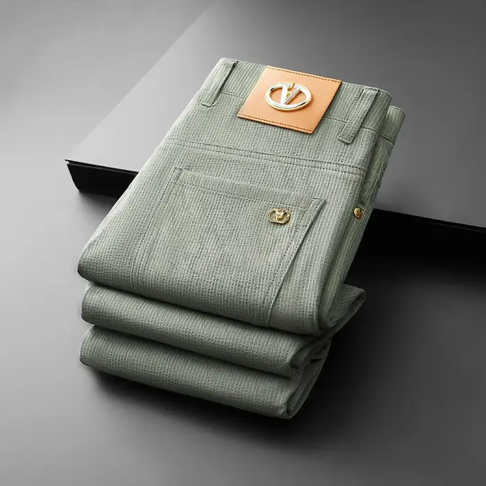 Pantalon d'été léger et respirant en soie glacée pour homme, taille haute, décontracté et habillé, e