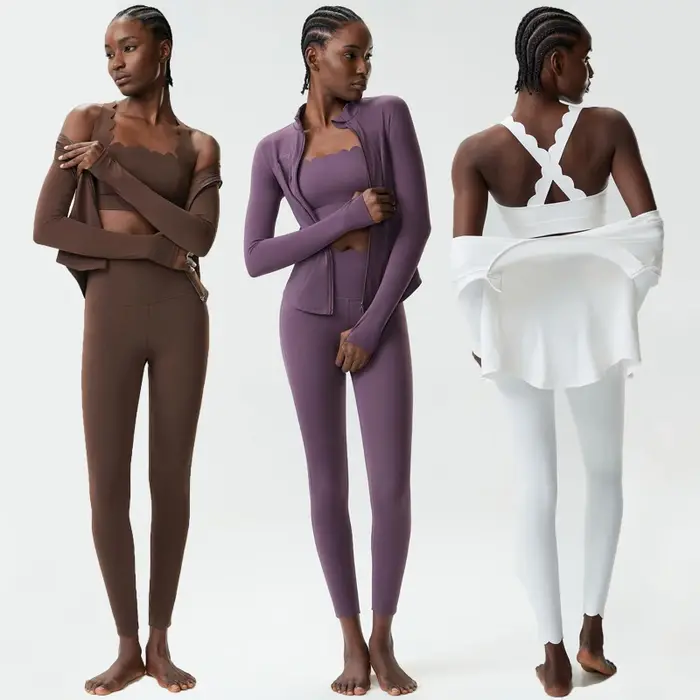Ensemble de yoga et fitness 2/3 pièces pour femmes, couleur unie, tenue de sport extensible et douce