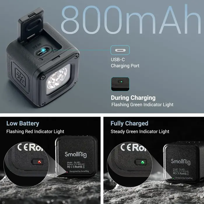 SmallRig RM01 lumière vidéo LED 5600K lumière de photographie avec 8 filtres de couleur kit d'éclair