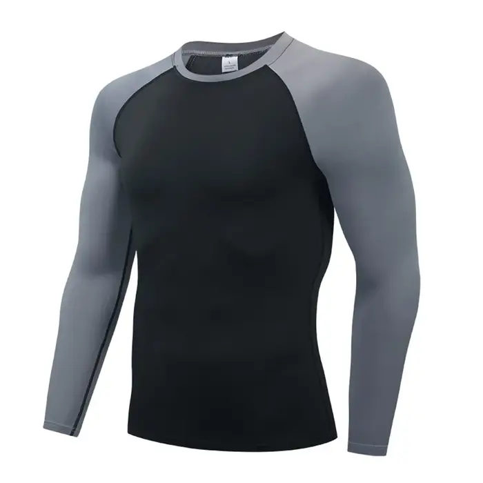 T-shirt de Compression à manches longues pour hommes, chemise de course, de musculation, à séchage r