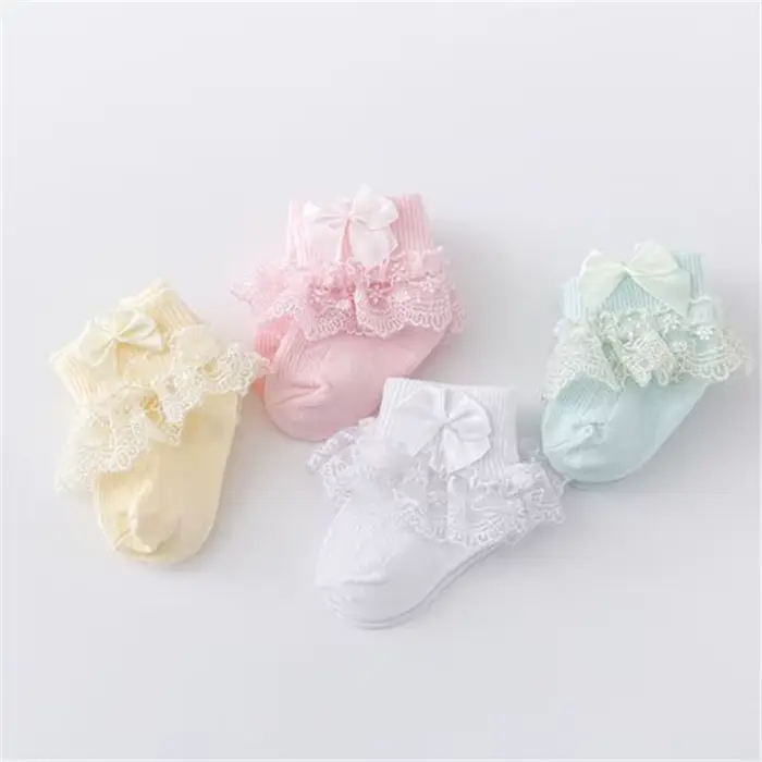 Lawadka 4 paires/lot nouveau-né bébé chaussettes pour filles coton dentelle infantile filles chausse