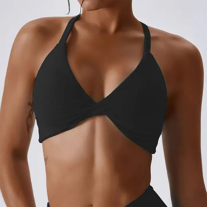 Soutien-gorge sport femmes Anfilia licou cou haute élastique amovible rembourré gym croisé bretelles dos