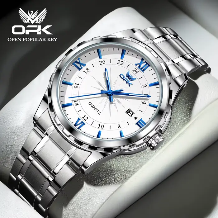 OPK-Montre à quartz avec ceinture en acier pour homme, calendrier touristique, marque, 6003