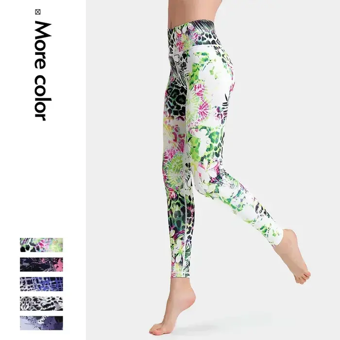 Leggings de fitness taille haute pour femme - Cloud Hide Flower design sexy pour yoga et course