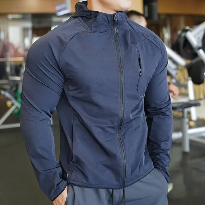 Manteau de dehors en Nylon de Haute Qualité pour Homme, Sweat à Capuche de Fitness, d'Entraînement e